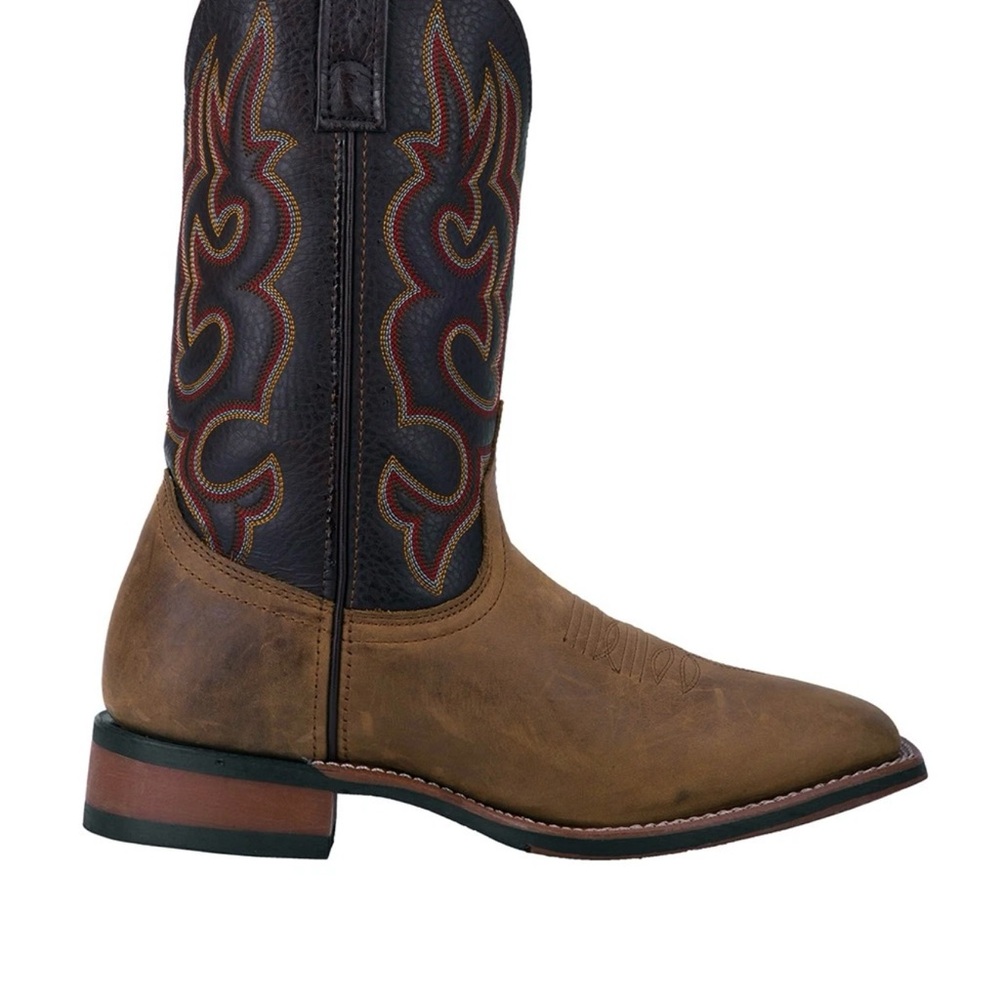 Laredo Lodi Embroidered Square Toe Cowboy  Mens Brown Casual Boots  Size 9.5 Do